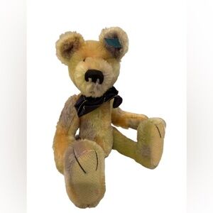 Vintage Effanbee Doll Co Tri Color Mohair Jester Jointed Bear